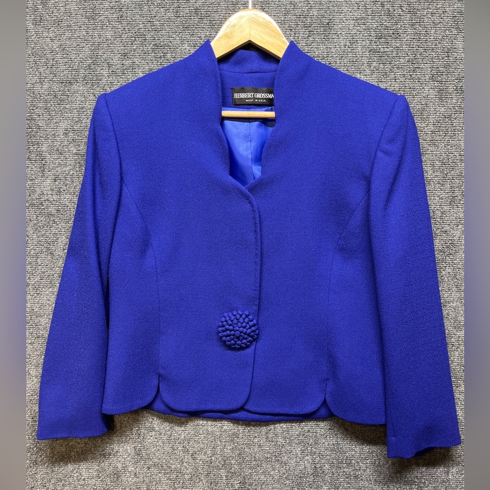 Vintage Herbert Grossman Jacket Blazer Button Women's Size 12 Purple Lined